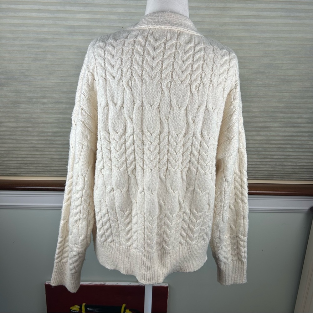 Primark Cares Sophisticated Ivory Cable Knit Oversized Cardigan Sweater View 5
